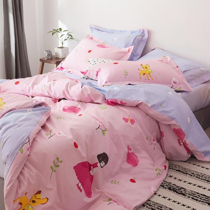 91家纺网 家纺一手货源 找家纺 窝米 2019全棉13372卡通花卉系列四件套床单款小花公主