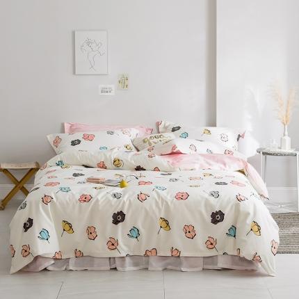 91家纺网 家纺一手货源 找家纺 窝米 2019全棉13372田园花卉系列四件套床单款 彩虹果