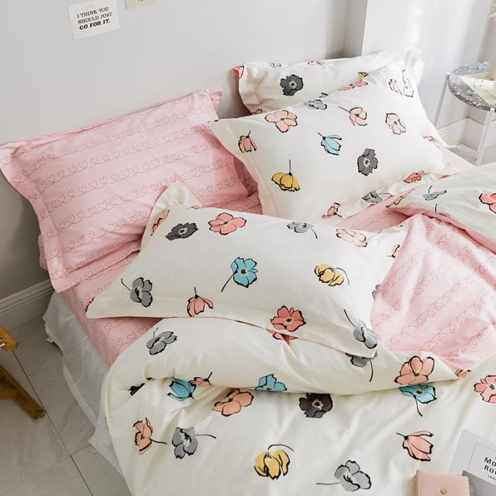 91家纺网 家纺一手货源 找家纺 窝米 2019全棉13372田园花卉系列四件套床单款 彩虹果