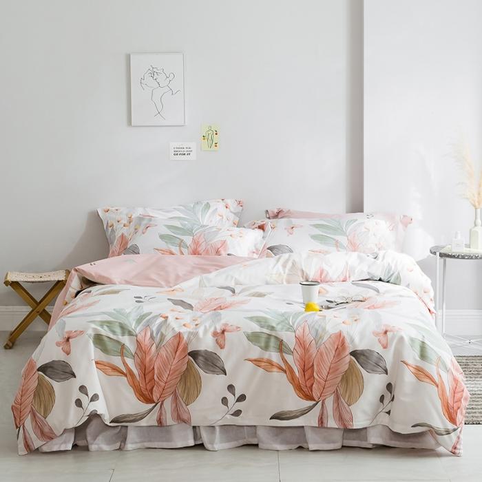 91家纺网 家纺一手货源 找家纺 窝米 2019全棉13372田园花卉系列四件套床单款 梦境