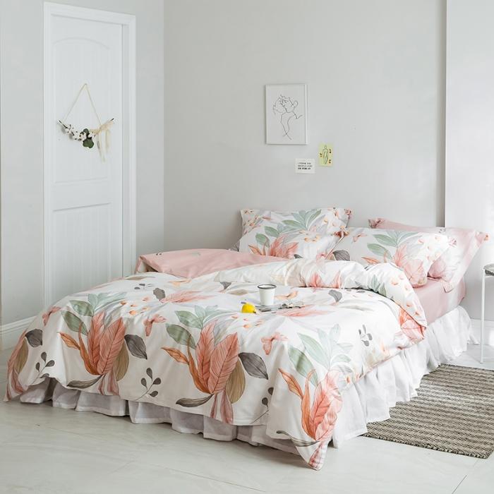 91家纺网 家纺一手货源 找家纺 窝米 2019全棉13372田园花卉系列四件套床单款 梦境