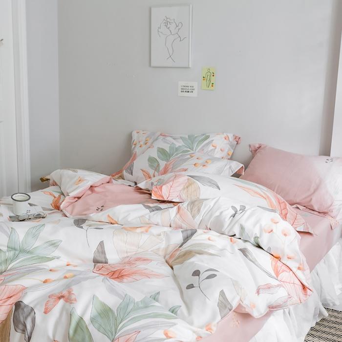 91家纺网 家纺一手货源 找家纺 窝米 2019全棉13372田园花卉系列四件套床单款 梦境