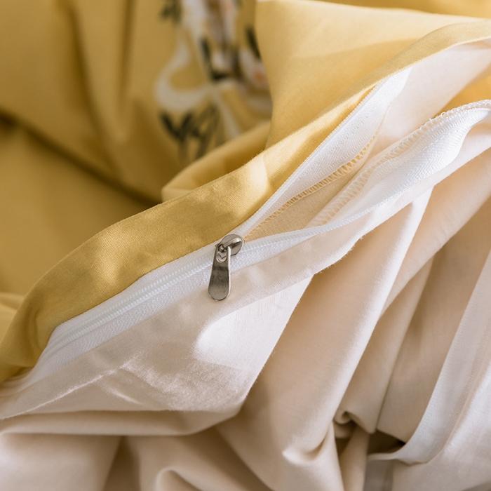 91家纺网 家纺一手货源 找家纺 窝米 2019全棉13372田园花卉系列四件套床单款 沫沫黄