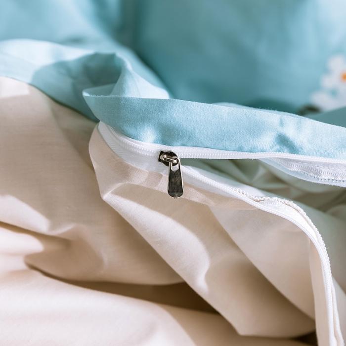 91家纺网 家纺一手货源 找家纺 窝米 2019全棉13372田园花卉系列四件套床单款 沫沫蓝