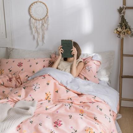 91家纺网 家纺一手货源 找家纺 窝米 2019全棉13372田园花卉系列四件套床单款 木兰橘