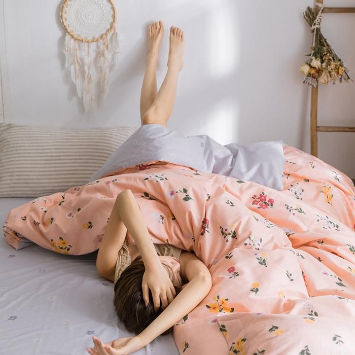 91家纺网 家纺一手货源 找家纺 窝米 2019全棉13372田园花卉系列四件套床单款 木兰橘