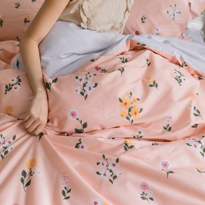 91家纺网 家纺一手货源 找家纺 窝米 2019全棉13372田园花卉系列四件套床单款 木兰橘