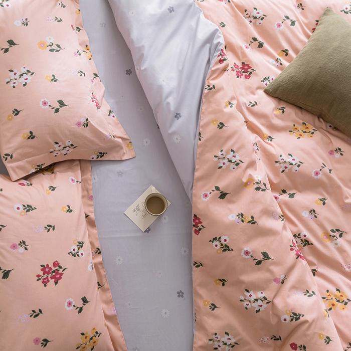 91家纺网 家纺一手货源 找家纺 窝米 2019全棉13372田园花卉系列四件套床单款 木兰橘