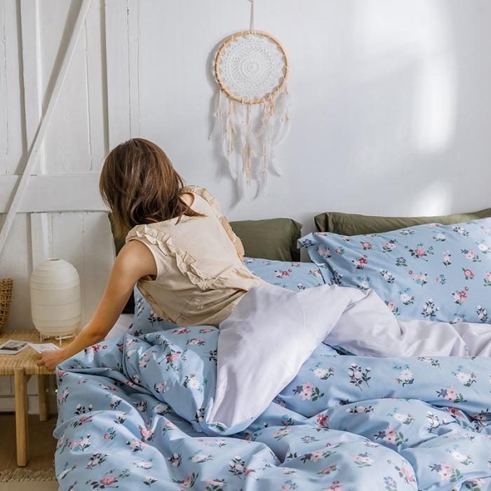 91家纺网 家纺一手货源 找家纺 窝米2019全棉13372田园花卉系列四件套床单款木兰-兰