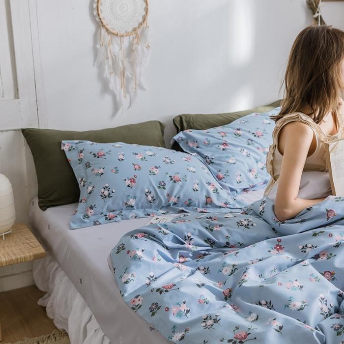 91家纺网 家纺一手货源 找家纺 窝米2019全棉13372田园花卉系列四件套床单款木兰-兰