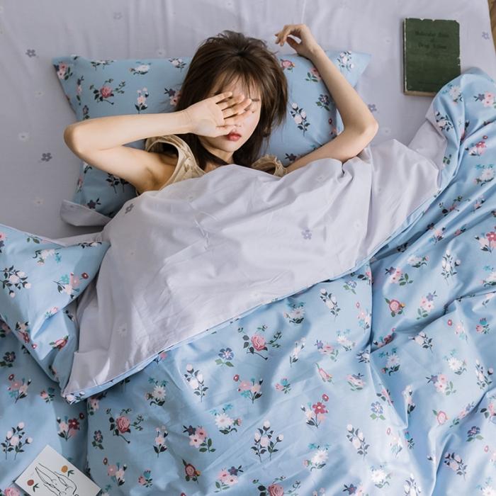 91家纺网 家纺一手货源 找家纺 窝米2019全棉13372田园花卉系列四件套床单款木兰-兰