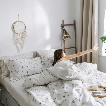 91家纺网 家纺一手货源 找家纺 窝米 2019全棉13372田园花卉系列四件套床单款 燕尾