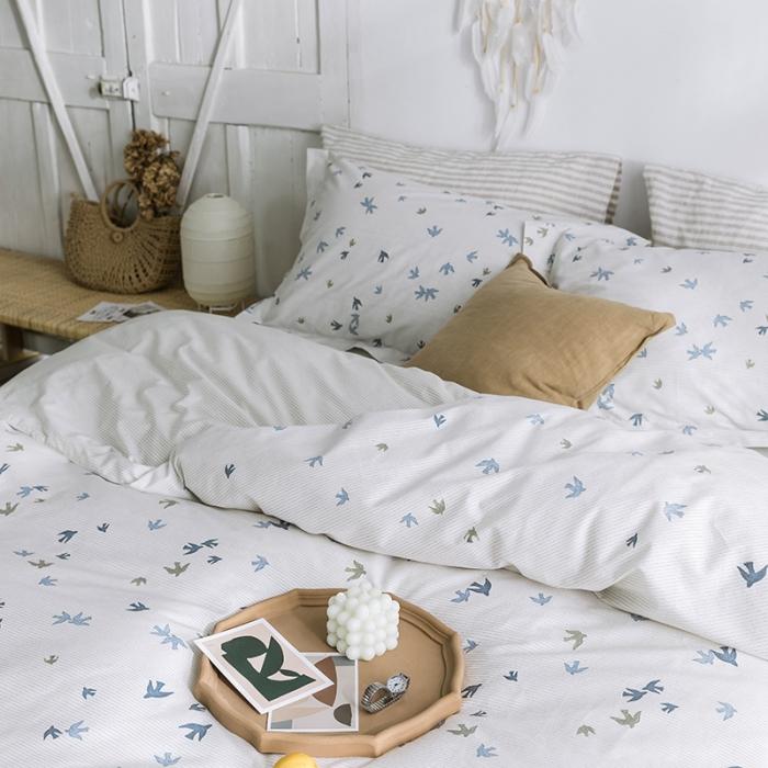 91家纺网 家纺一手货源 找家纺 窝米 2019全棉13372田园花卉系列四件套床单款 燕尾