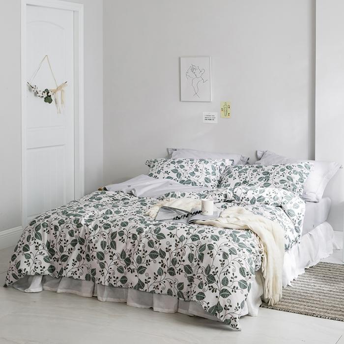 91家纺网 家纺一手货源 找家纺 窝米2019全棉13372田园花卉系列四件套床单款叶落知秋