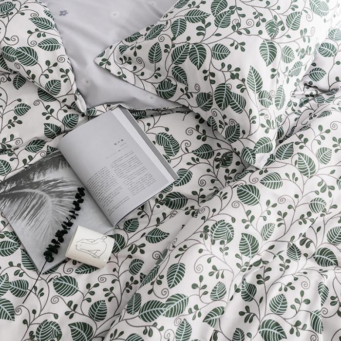 91家纺网 家纺一手货源 找家纺 窝米2019全棉13372田园花卉系列四件套床单款叶落知秋