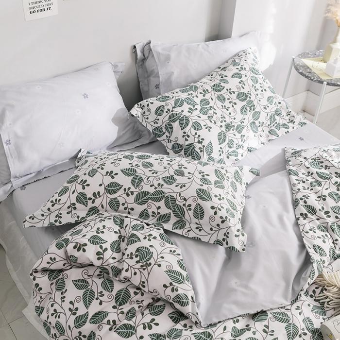 91家纺网 家纺一手货源 找家纺 窝米2019全棉13372田园花卉系列四件套床单款叶落知秋