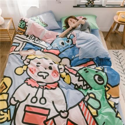 91家纺网 家纺一手货源 找家纺 窝米 2019大版二次元卡通棉加绒四件套床单款 安琪拉