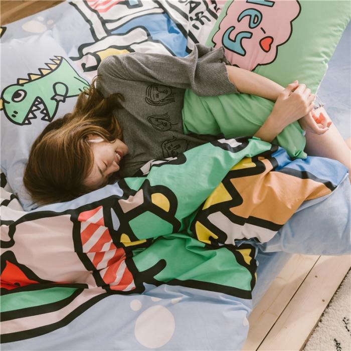 91家纺网 家纺一手货源 找家纺 窝米 2019大版二次元卡通棉加绒四件套床单款 安琪拉