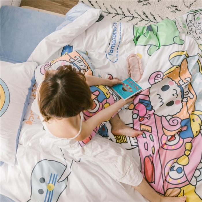 91家纺网 家纺一手货源 找家纺 窝米 2019大版二次元卡通棉加绒四件套床单款 守护甜心