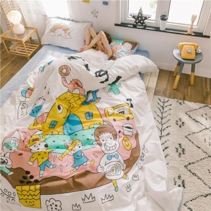 窝米 2019大版二次元卡通棉加绒四件套床单款 甜甜圈
