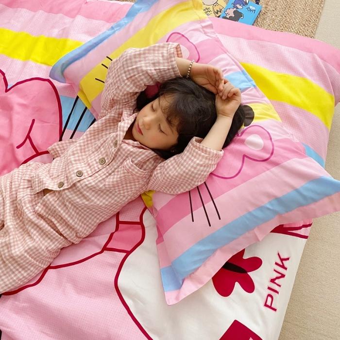 91家纺网 家纺一手货源 找家纺 金爱家家纺 2021新款童梦系列大版卡通全棉四件套 T恤豹