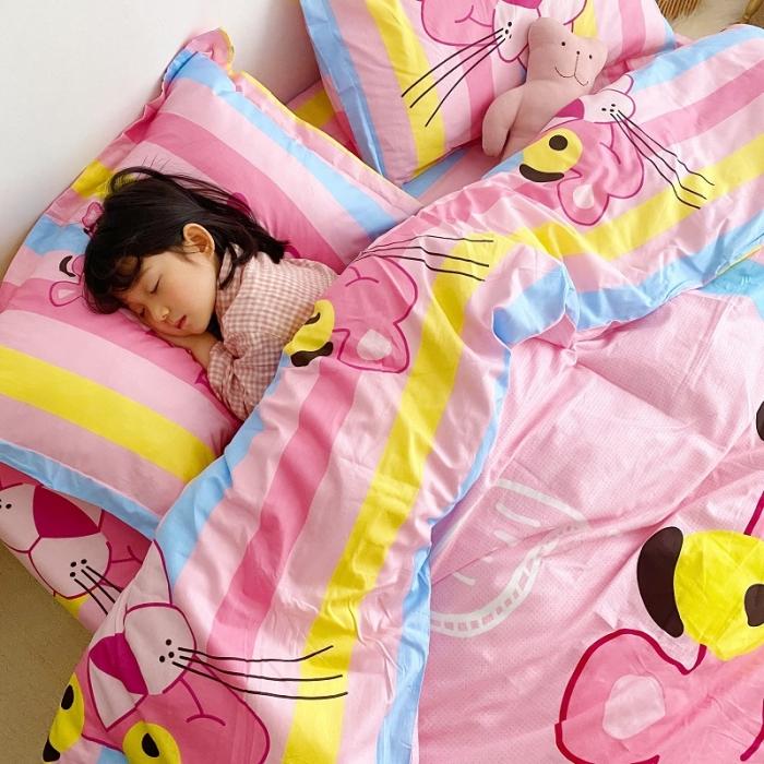 91家纺网 家纺一手货源 找家纺 金爱家家纺 2021新款童梦系列大版卡通全棉四件套 T恤豹