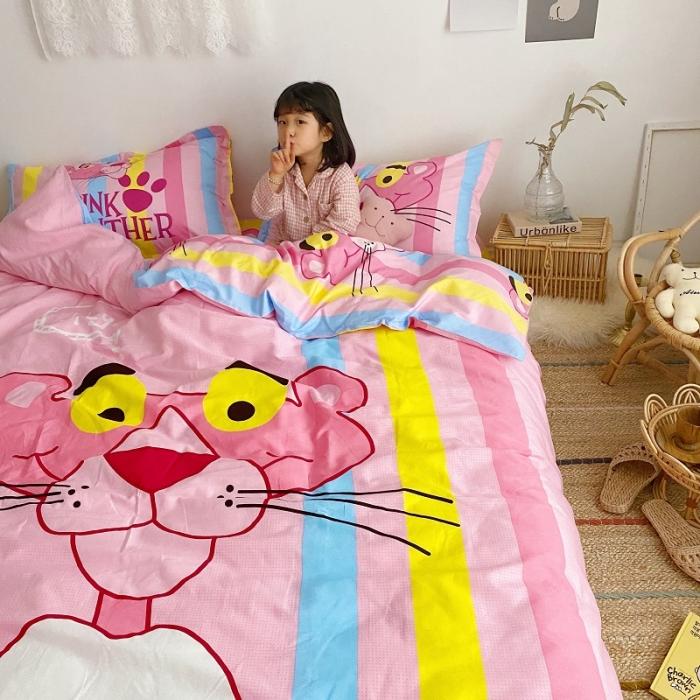 91家纺网 家纺一手货源 找家纺 金爱家家纺 2021新款童梦系列大版卡通全棉四件套 T恤豹