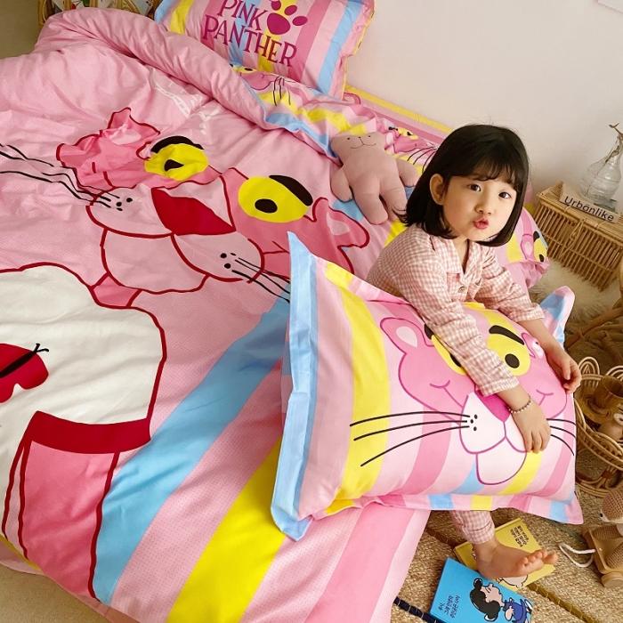 91家纺网 家纺一手货源 找家纺 金爱家家纺 2021新款童梦系列大版卡通全棉四件套 T恤豹