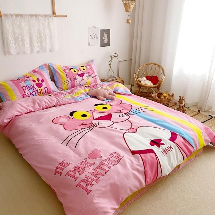 91家纺网 家纺一手货源 找家纺 金爱家家纺 2021新款童梦系列大版卡通全棉四件套 T恤豹