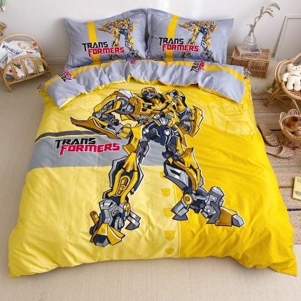 91家纺网 家纺一手货源 找家纺 金爱家家纺 2021新款童梦系列大版卡通全棉四件套 超能大黄蜂