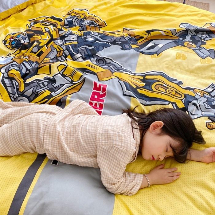 91家纺网 家纺一手货源 找家纺 金爱家家纺 2021新款童梦系列大版卡通全棉四件套 超能大黄蜂