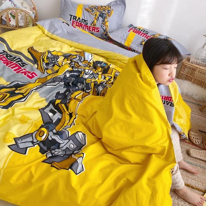 91家纺网 家纺一手货源 找家纺 金爱家家纺 2021新款童梦系列大版卡通全棉四件套 超能大黄蜂