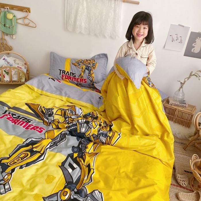 91家纺网 家纺一手货源 找家纺 金爱家家纺 2021新款童梦系列大版卡通全棉四件套 超能大黄蜂