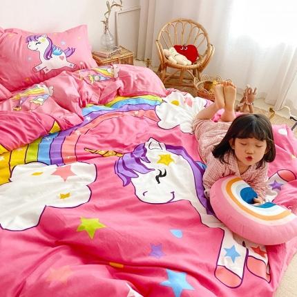 金爱家家纺 2021新款童梦系列大版卡通全棉四件套 独家彩虹小马