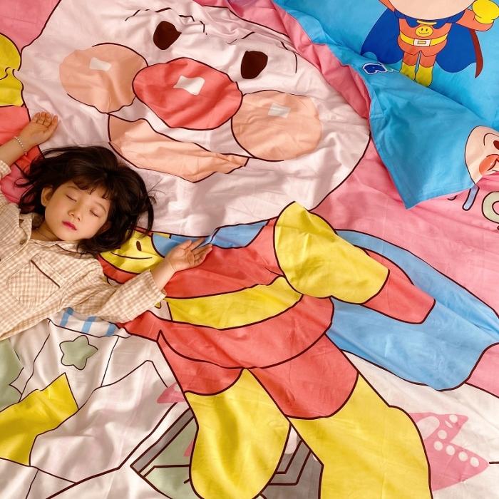 91家纺网 家纺一手货源 找家纺 金爱家家纺 2021新款童梦系列大版卡通全棉四件套 独家粉面包