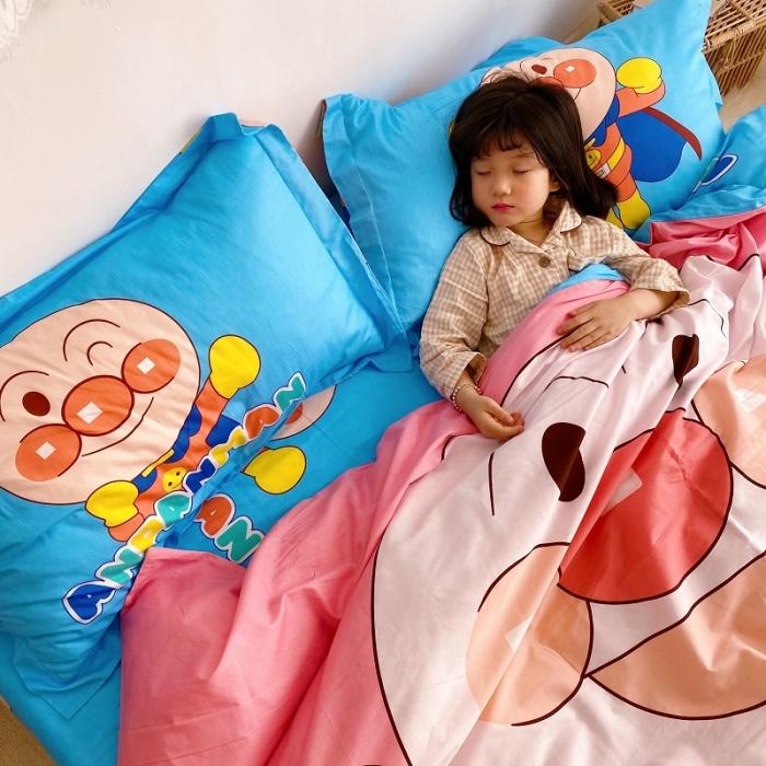 91家纺网 家纺一手货源 找家纺 金爱家家纺 2021新款童梦系列大版卡通全棉四件套 独家粉面包