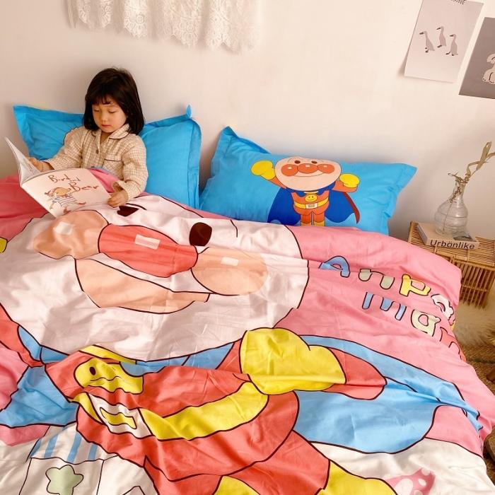 91家纺网 家纺一手货源 找家纺 金爱家家纺 2021新款童梦系列大版卡通全棉四件套 独家粉面包