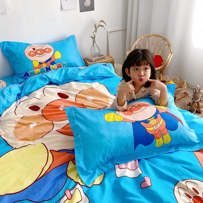 91家纺网 家纺一手货源 找家纺 金爱家家纺 2021新款童梦系列大版卡通全棉四件套 独家蓝面包
