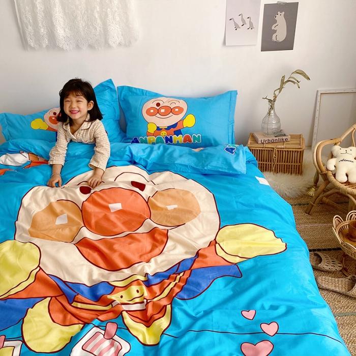 91家纺网 家纺一手货源 找家纺 金爱家家纺 2021新款童梦系列大版卡通全棉四件套 独家蓝面包