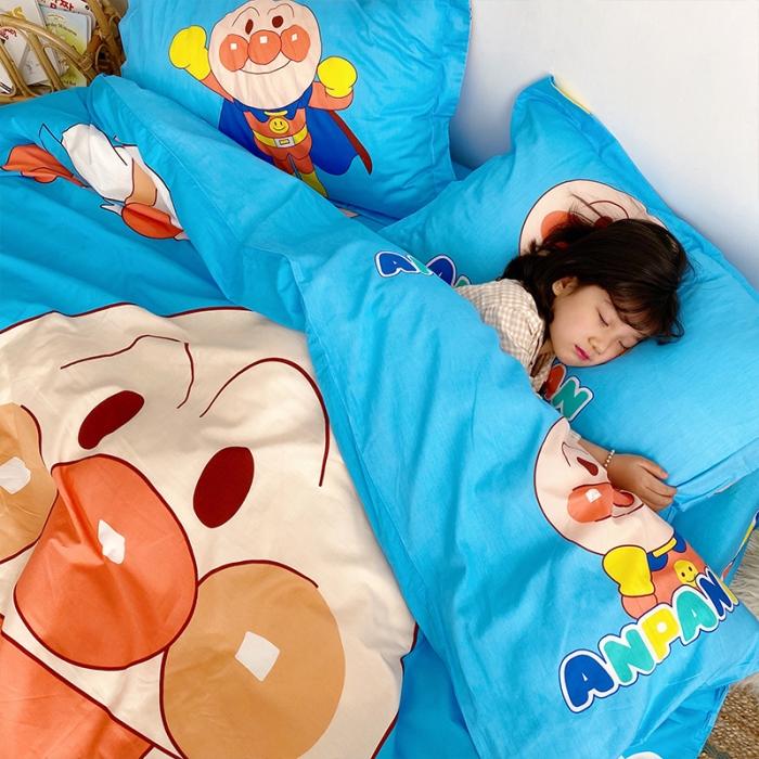 91家纺网 家纺一手货源 找家纺 金爱家家纺 2021新款童梦系列大版卡通全棉四件套 独家蓝面包