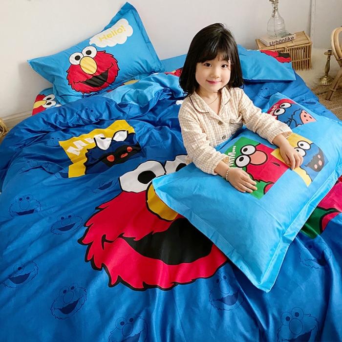 91家纺网 家纺一手货源 找家纺 金爱家家纺 2021新款童梦系列大版卡通全棉四件套 独家小毛球