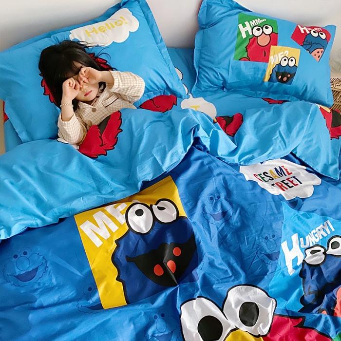 91家纺网 家纺一手货源 找家纺 金爱家家纺 2021新款童梦系列大版卡通全棉四件套 独家小毛球