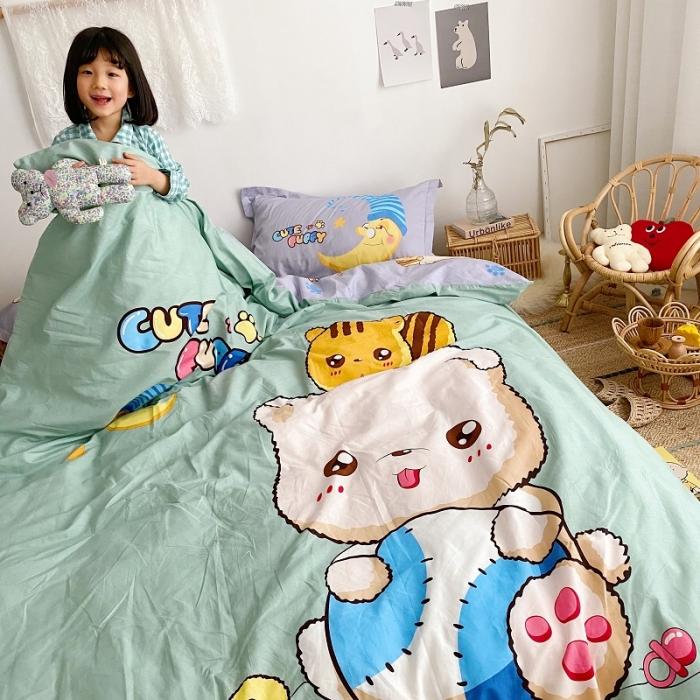 91家纺网 家纺一手货源 找家纺 金爱家家纺 2021新款童梦系列大版卡通全棉四件套 可爱熊