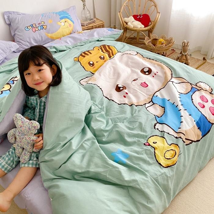 91家纺网 家纺一手货源 找家纺 金爱家家纺 2021新款童梦系列大版卡通全棉四件套 可爱熊