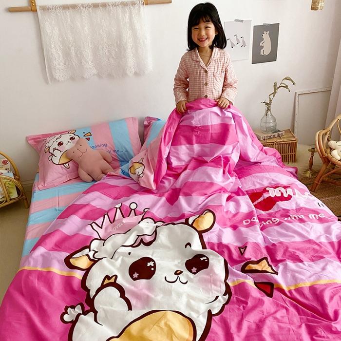 91家纺网 家纺一手货源 找家纺 金爱家家纺 2021新款童梦系列大版卡通全棉四件套 萌萌哒