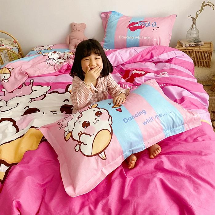 91家纺网 家纺一手货源 找家纺 金爱家家纺 2021新款童梦系列大版卡通全棉四件套 萌萌哒