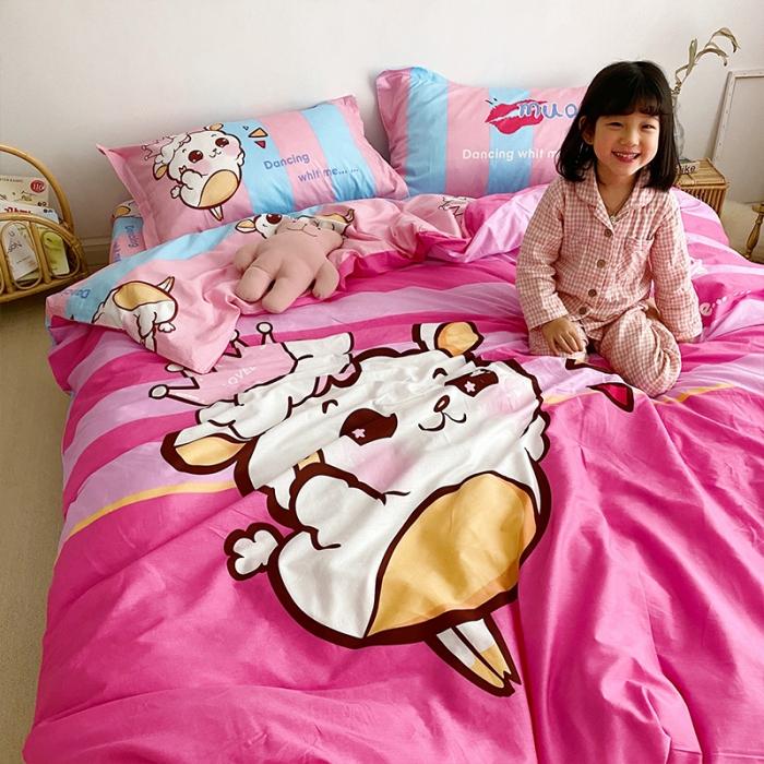 91家纺网 家纺一手货源 找家纺 金爱家家纺 2021新款童梦系列大版卡通全棉四件套 萌萌哒