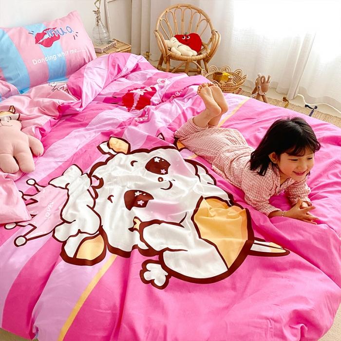 91家纺网 家纺一手货源 找家纺 金爱家家纺 2021新款童梦系列大版卡通全棉四件套 萌萌哒