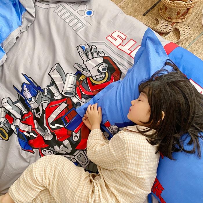 91家纺网 家纺一手货源 找家纺 金爱家家纺 2021新款童梦系列大版卡通全棉四件套 擎天柱