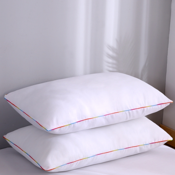 91家纺网 家纺一手货源 找家纺 沃兰国际 超柔酒店磨毛素雅白立体羽丝绒枕芯护颈椎安睡单人枕头